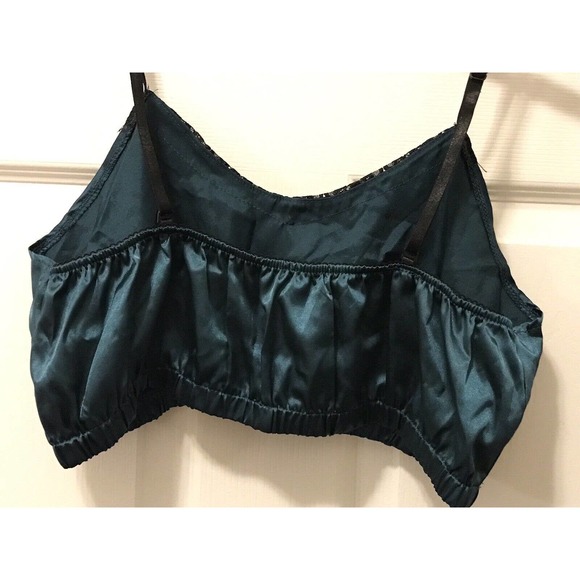 3 Piece Lingerie Lounge Set XL, Satin and Lace, Dark Green & Black - Picture 4 of 15